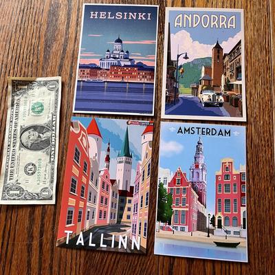 VINTAGE LOOK TRAVEL ADVERTISEMENT CARDS- EUROPE