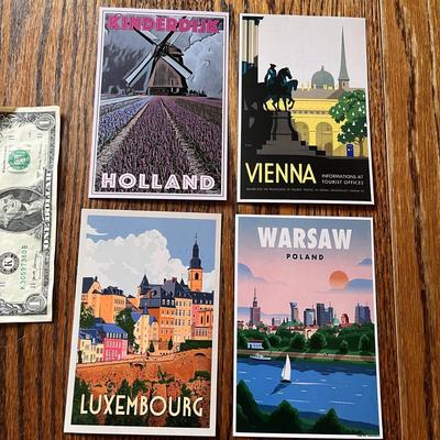 VINTAGE LOOK TRAVEL ADVERTISEMENT CARDS- EUROPE