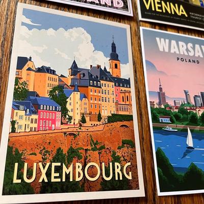 VINTAGE LOOK TRAVEL ADVERTISEMENT CARDS- EUROPE