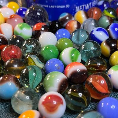OLD TIME MARBLES IN VINTAGE COFFEE TIN