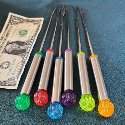 COLORFUL SET OF 6 FONDUE FORKS 