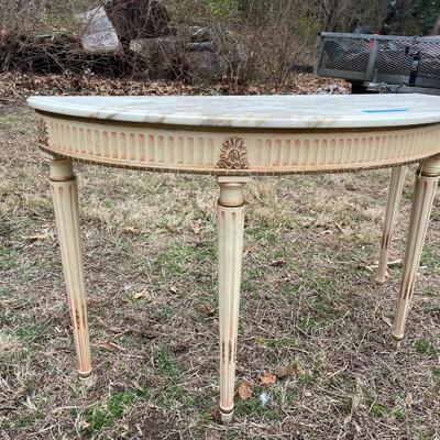 Lot 105 - Demi Lune Marble Top Foyer Table