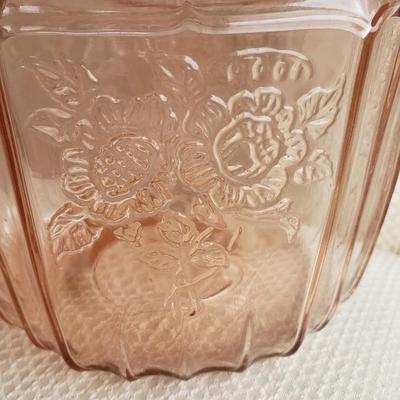 Pink depression glass candy dish/ canister