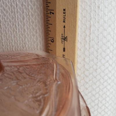 Pink depression glass candy dish/ canister