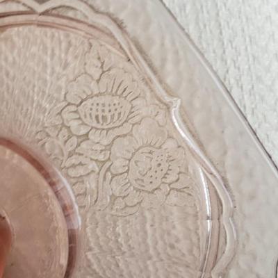Pink depression glass candy dish/ canister