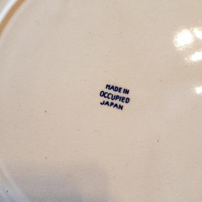 8 Ironstone Blue Willow sectioned plates made in Japan