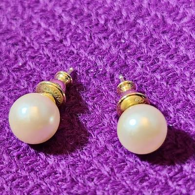 Gold Post Pearl Earrings