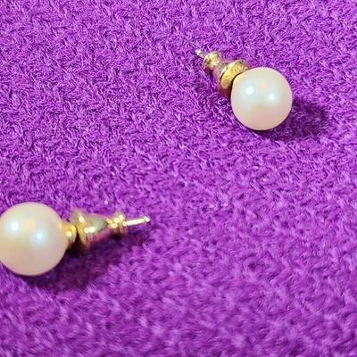 Gold Post Pearl Earrings