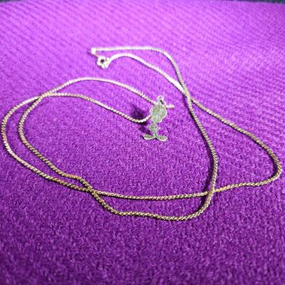 14K Gold Tweety-Bird Pendant and Chain