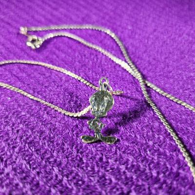 14K Gold Tweety-Bird Pendant and Chain