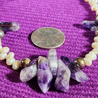 Amethyst & Fresh Water Pearl Necklace