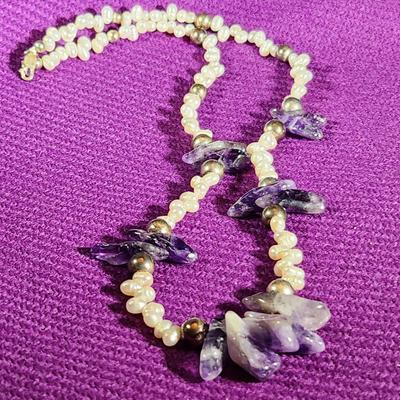 Amethyst & Fresh Water Pearl Necklace
