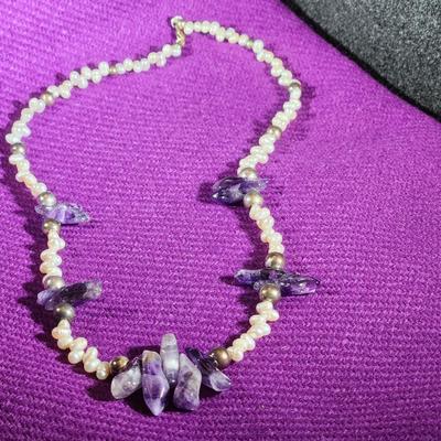 Amethyst & Fresh Water Pearl Necklace