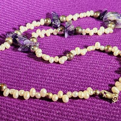 Amethyst & Fresh Water Pearl Necklace