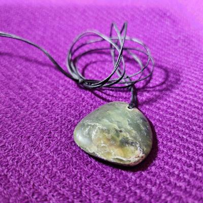 Dark Jade Pendant on Black String