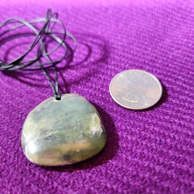 Dark Jade Pendant on Black String