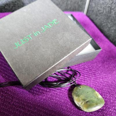Dark Jade Pendant on Black String