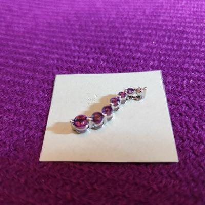 Amethyst and 10K White Gold Pendant