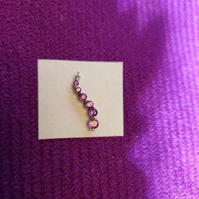 Amethyst and 10K White Gold Pendant