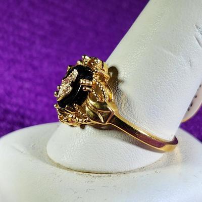 Onyx and Faux Chip Costume Dinner Ring
