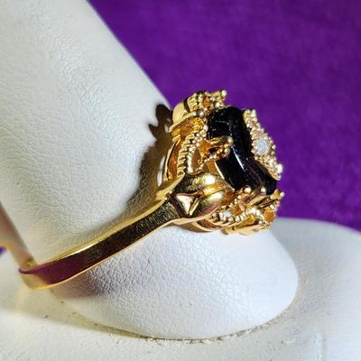 Onyx and Faux Chip Costume Dinner Ring