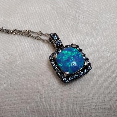 Blue Fire Opal With Swarovski crystals 18