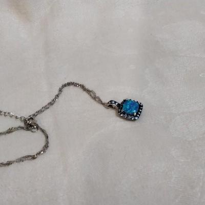 Blue Fire Opal With Swarovski crystals 18