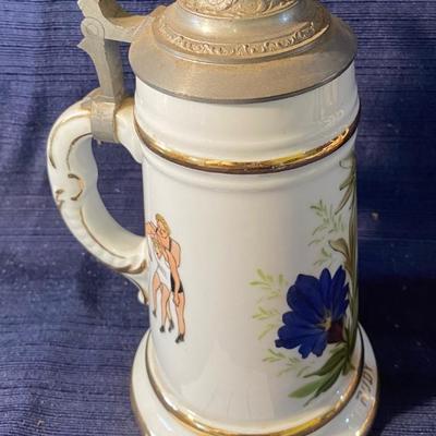COOL Vintage Beer Stein w/figure in the bottom
