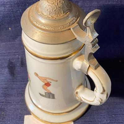 COOL Vintage Beer Stein w/figure in the bottom