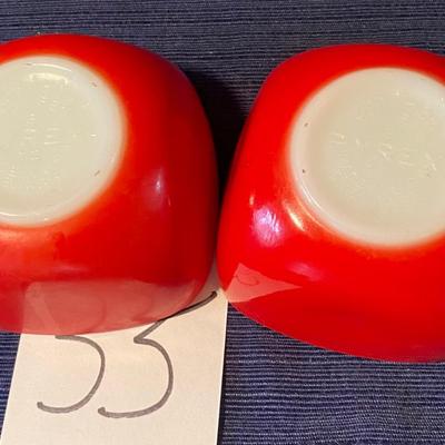 2 Vintage Red  7 oz Ovenware