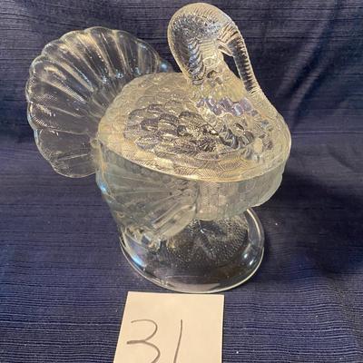 Mid Century Le Smith Glass Turkey Candy Dish