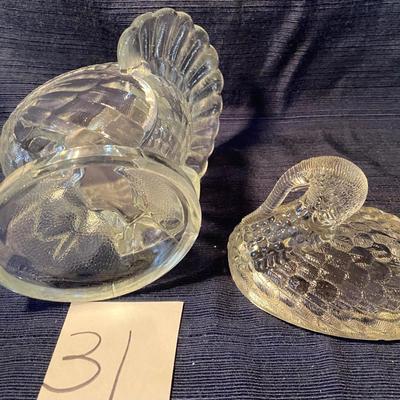 Mid Century Le Smith Glass Turkey Candy Dish