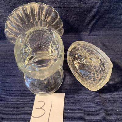 Mid Century Le Smith Glass Turkey Candy Dish