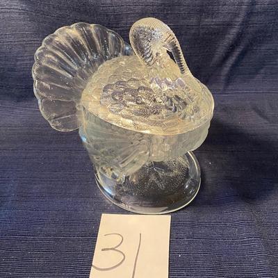 Mid Century Le Smith Glass Turkey Candy Dish