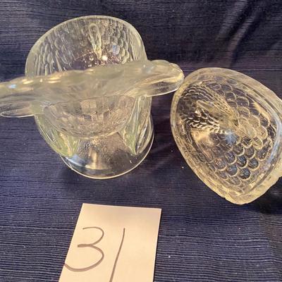 Mid Century Le Smith Glass Turkey Candy Dish