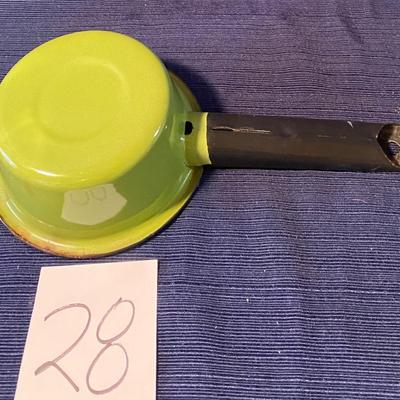 Vintage Green Enamelware 4â€ Pan