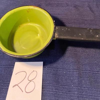 Vintage Green Enamelware 4â€ Pan
