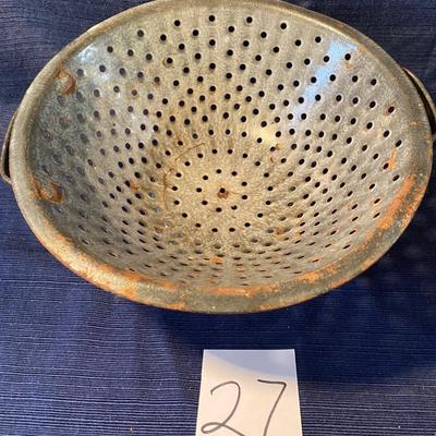 Antique Graniteware Rustic Strainer Decor
