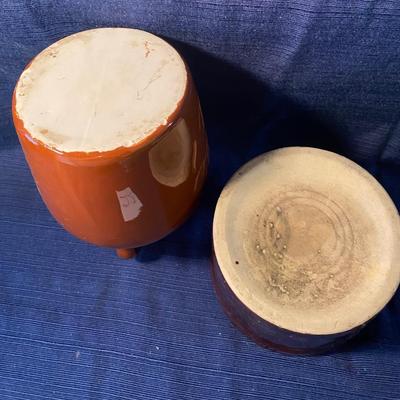 Vintage Brown â€œThis is itâ€ Jug and Small Crock