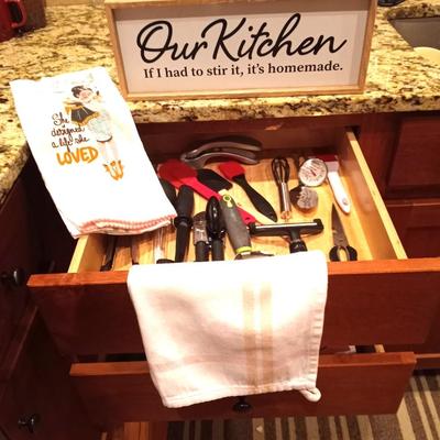 OUR KITCHEN SIGN-COOKING UTENSILS-DISH TOWELS