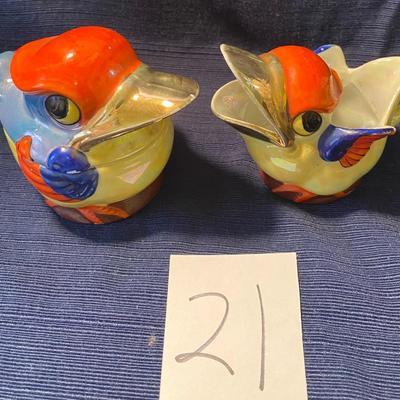 Lusterware Kookaburra Covered Sugar and Creamer