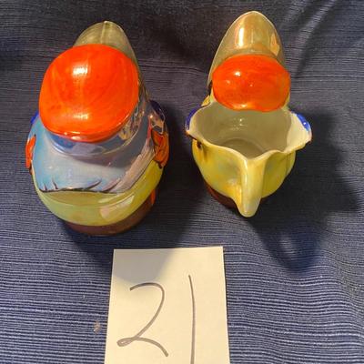 Lusterware Kookaburra Covered Sugar and Creamer