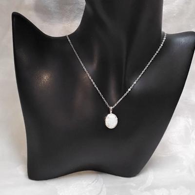 DK Opal With Diamond Accents 18" 925 Necklace