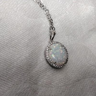 DK Opal With Diamond Accents 18" 925 Necklace
