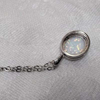 DK Opal With Diamond Accents 18" 925 Necklace