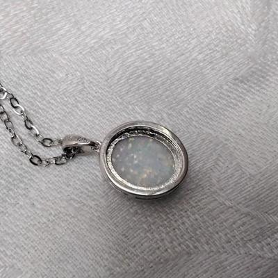 DK Opal With Diamond Accents 18" 925 Necklace