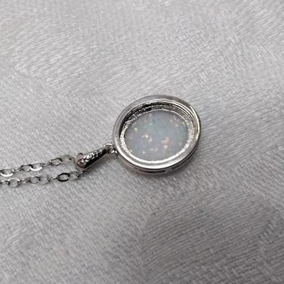 DK Opal With Diamond Accents 18" 925 Necklace