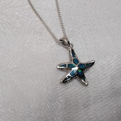 Blue Opal Starfish 16" 925 Necklace