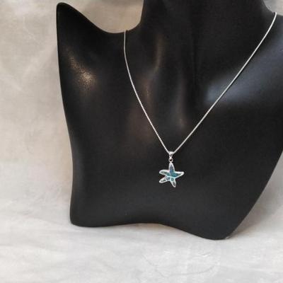 Blue Opal Starfish 16" 925 Necklace