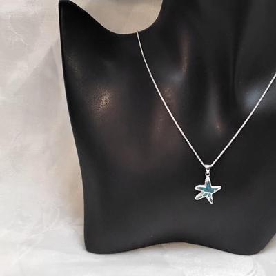 Blue Opal Starfish 16" 925 Necklace